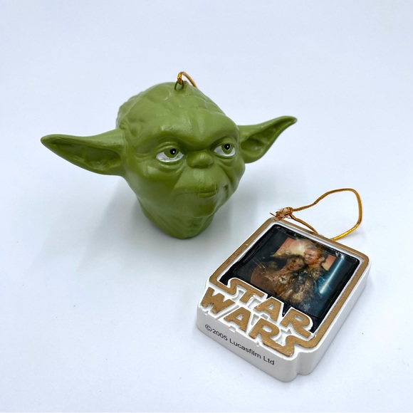 2005 Kurt S. Adler Star Wars 2 Piece Ceramic Christmas Ornament Set Yoda Anakin - Picture 4 of 6
